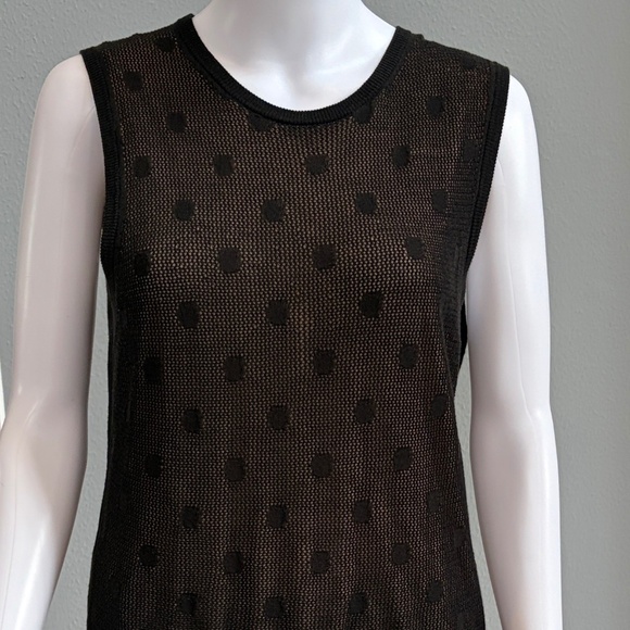 Ann Taylor Tops - Ann Taylor Black Mesh Polka Dot Sleeveless Tank | Fully Lined | Size L